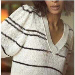 Brochu Walker Sasha Striped Cotton Wool Blend Puff
Sleeve Sweater Size Small